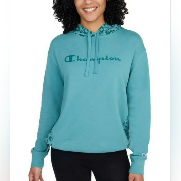 NEW Champion Women's Color Block Hoodie Pullover Sweatshirt (Aqua, Small) - Picture 1 of 4